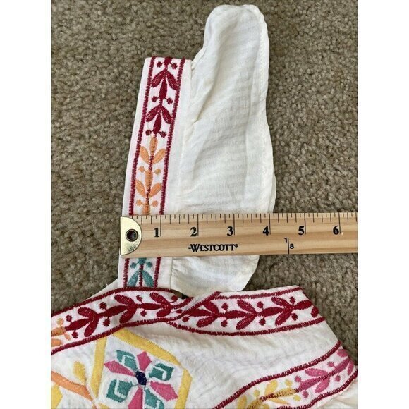 Blu Pepper Embroidered Peasant Top Colorful Details‎ Square Neckline - Picture 4 of 9